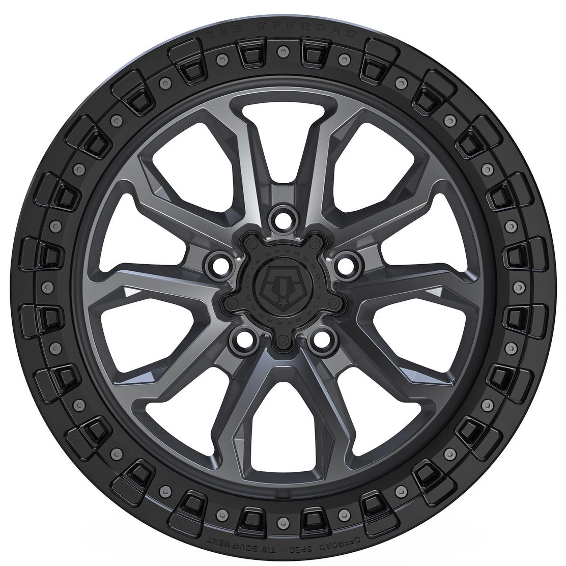 17X9 TIS 556AB OFF-ROAD WHEELS - 6X5.50 WITH -12 OFFSET - ANTHRACITE WITH BLACK LIP RING