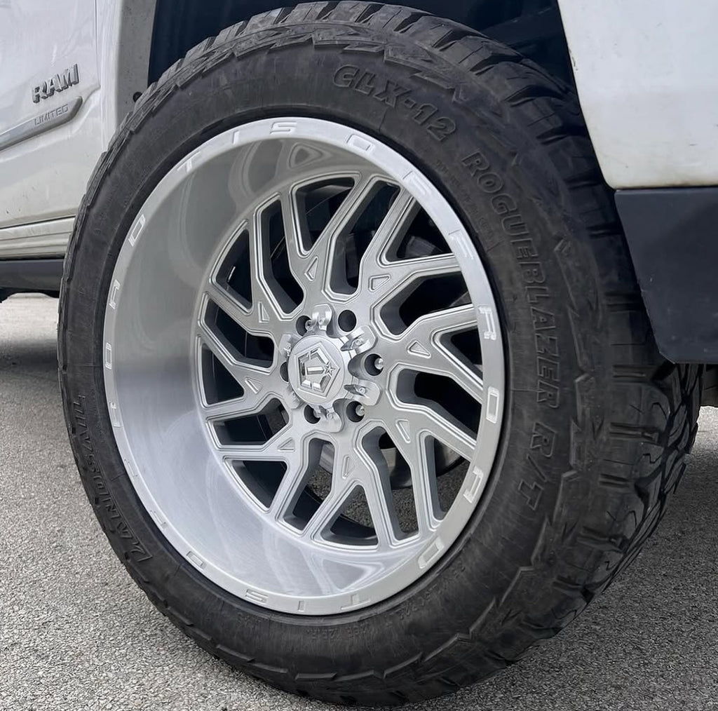 22X12 TIS 544BSM OFF-ROAD WHEELS WITH 8X170 BOLT PATTERN AND -44 OFFSET - SILVER BRUSHED