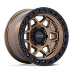 KMC KM553 TORX 17x8.5 Inch Matte Bronze with Gloss Black Lip Wheel - 6x139.7 Bolt Pattern, +25 Offset