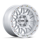KMC KM555 Attack 17x8.5 Inch Gloss Silver with Machined Face Wheel for 6x139.7 Bolt Pattern and -10 Offset