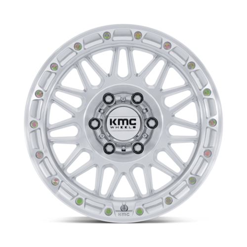 KMC KM555 Attack 17x8.5 Inch Gloss Silver Wheel with Machined Face and 6x139.7 Bolt Pattern