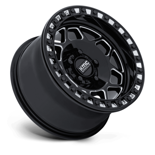 KMC Powersports KS241 TORX UTV Beadlock Wheel 15x7 - Gloss Black Milled, 5x114.3 Bolt Pattern, +38 Offset