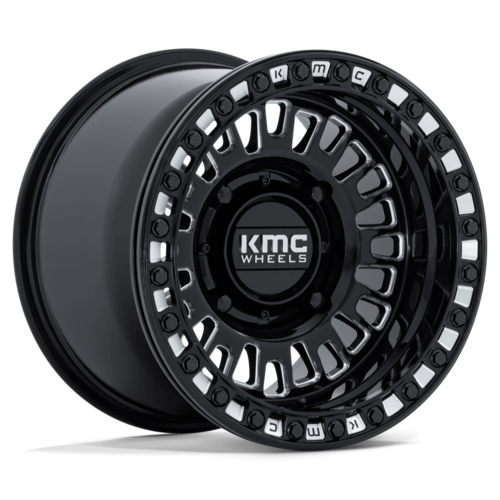 KMC Powersports KS242 AZTEC UTV Beadlock Wheel - 15x8 inch, 4x156 Bolt Pattern, Gloss Black Milled Finish