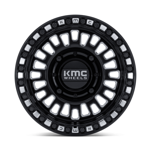 KMC Powersports KS242 AZTEC UTV Beadlock Wheel - 15x8 inch, 4x156 Bolt Pattern, Gloss Black Milled Finish