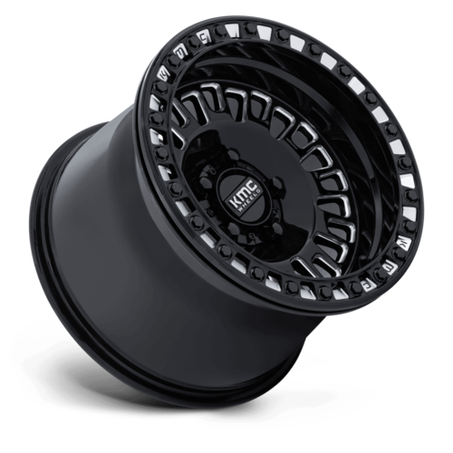 KMC Powersports KS242 AZTEC UTV Beadlock Wheel - 15x7 inches, 5x114.3 Bolt Pattern, +38 Offset, Gloss Black Milled Finish