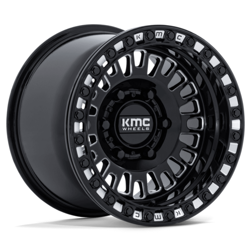 KMC Powersports AZTEC UTV Beadlock Wheel 15x10 - Gloss Black Milled Finish, 6x139.7 Bolt Pattern, +0 Offset