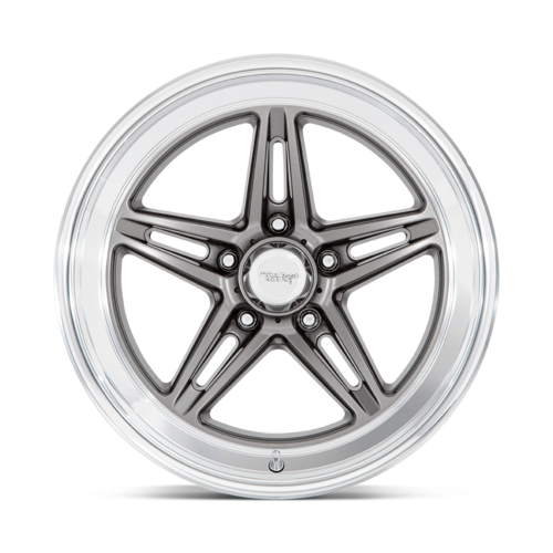 American Racing Vintage VN514 Groove 18x10 Inch Anthracite with Diamond Cut Lip Wheel, 5x120.65 Bolt Pattern, +0 Offset