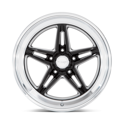 American Racing Vintage VN514 Groove 18x8 Gloss Black Milled Wheel with Diamond Cut Lip and 5x120.65 Bolt Pattern
