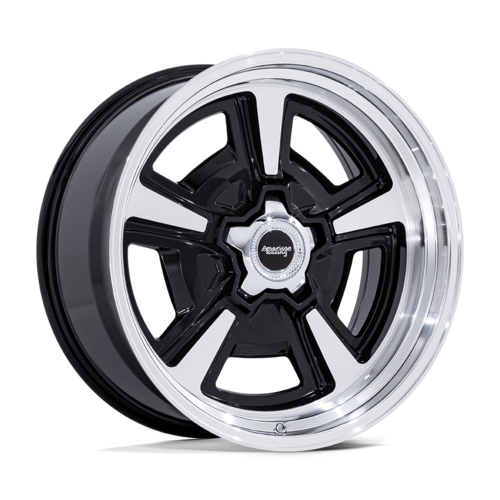 American Racing Vintage VN517 Marauder 18x8 Gloss Black Machined Wheel with Diamond Cut Lip, 5x120.65 Bolt Pattern, +0 Offset