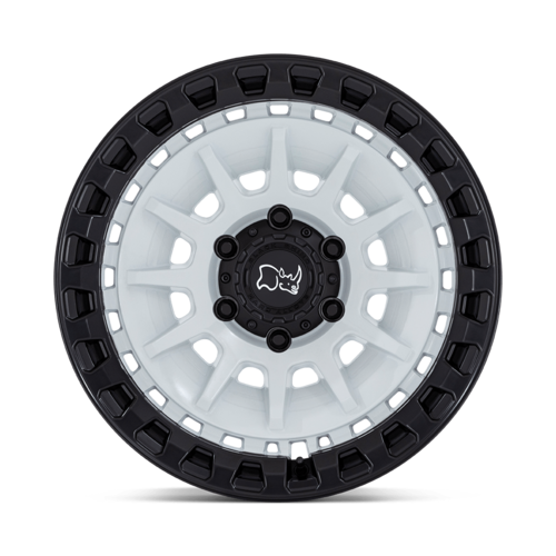 Black Rhino Hard Alloys BARRAGE 18x9 Gloss White on Matte Black Wheel with 6x139.7 Bolt Pattern and +0 Offset