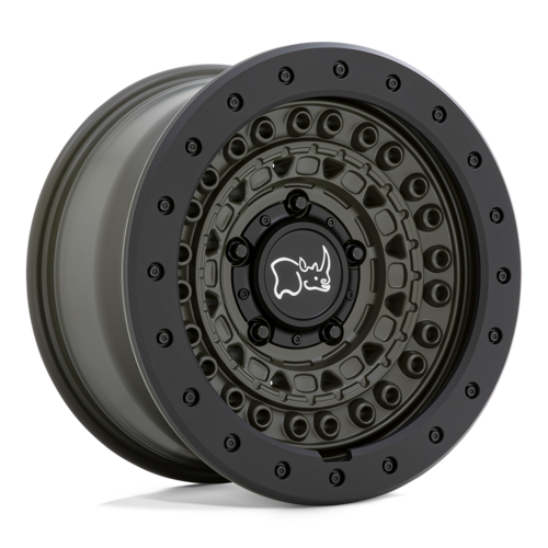 Black Rhino Hard Alloys Barricade 17x8.5 Wheel with Olive Drab Green Finish and Black Rock Guard