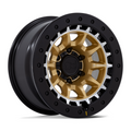 Black Rhino Hard Alloys Tusk 17x8.5 Matte Gold Machined Ring with Black Rock Guard - 6x139.7 Bolt Pattern, -10 Offset, 106.10 Center Bore