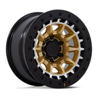 Black Rhino Hard Alloys Tusk 17x8.5 Matte Gold Machined Ring with Black Rock Guard - 6x139.7 Bolt Pattern, -10 Offset, 106.10 Center Bore