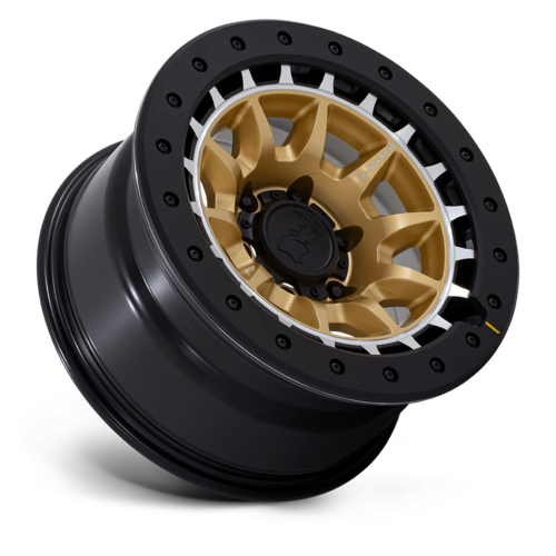 Black Rhino Hard Alloys Tusk 17x8.5 Matte Gold with Machined Ring - 5x127 Bolt Pattern, -10 Offset
