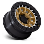 Black Rhino Hard Alloys Tusk 17x8.5 Matte Gold Machined Ring with Black Rock Guard - 6x139.7 Bolt Pattern, -10 Offset, 106.10 Center Bore