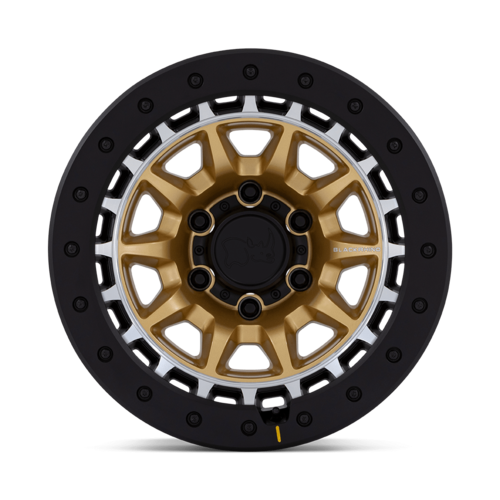 Black Rhino Hard Alloys Tusk 17x8.5 Matte Gold Machined Ring with Black Rock Guard - 6x139.7 Bolt Pattern, -10 Offset, 106.10 Center Bore