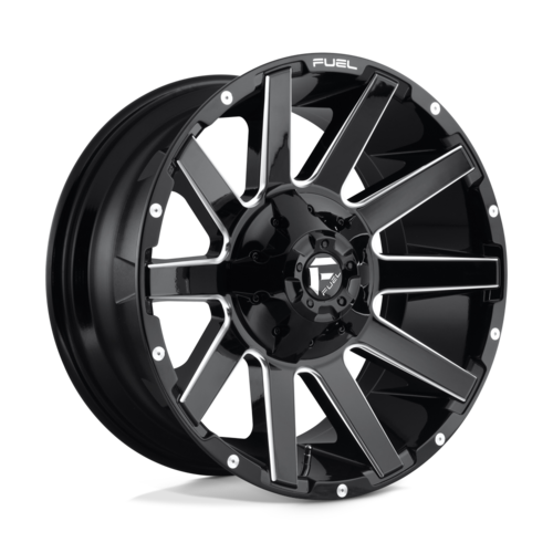 Fuel 1PC D615 CONTRA 20x9 Gloss Black Milled Wheel with 8x180 Bolt Pattern