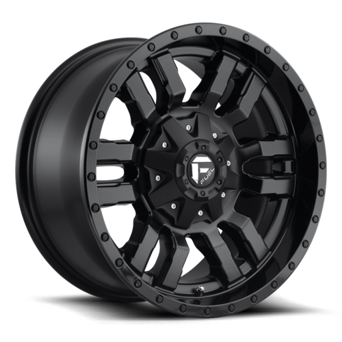 Fuel 1PC Sledge 20x9 Matte Black Gloss Black Lip Wheel with 8x165.1 Bolt Pattern and 125.10 Center Bore