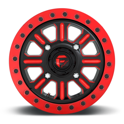 Fuel UTV D911 Hardline Beadlock Wheel 15x10 Inch with 4x137 Bolt Pattern and 25mm Offset, Gloss Black Red Tinted Clear Finish