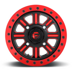 Fuel UTV D911 Hardline 15x7 Gloss Black with Red Tint Beadlock Wheel (4x156 Bolt Pattern, +38 Offset, 132mm Center Bore)