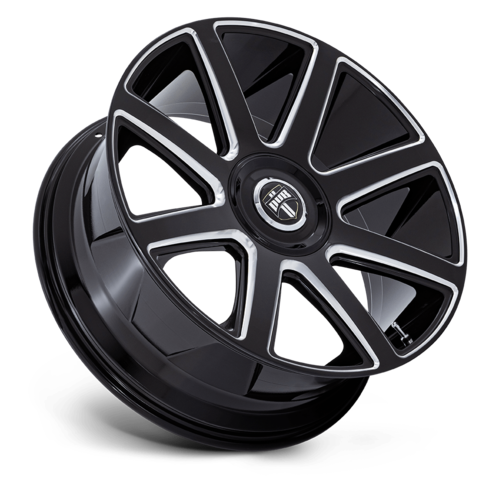 DUB 1PC DC273 PULL 24x9 Gloss Black Milled Wheel for 5x115/120 Bolt Pattern, +38 Offset