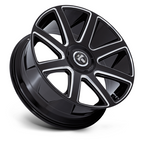 DUB 1PC DC273 PULL 24x9 Gloss Black Milled Wheel for 5x115/120 Bolt Pattern, +38 Offset