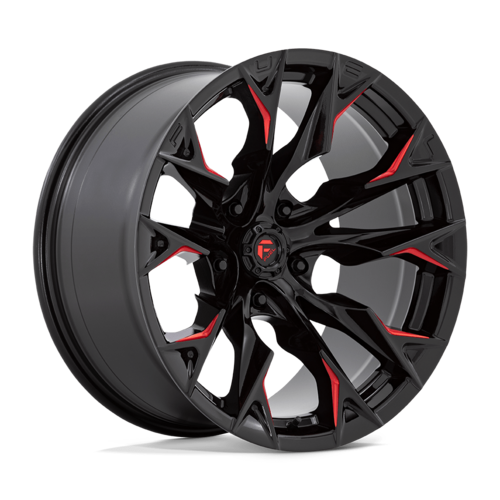 Fuel 1PC D823 Flame 20x10 Inch Gloss Black Milled with Candy Red Wheel