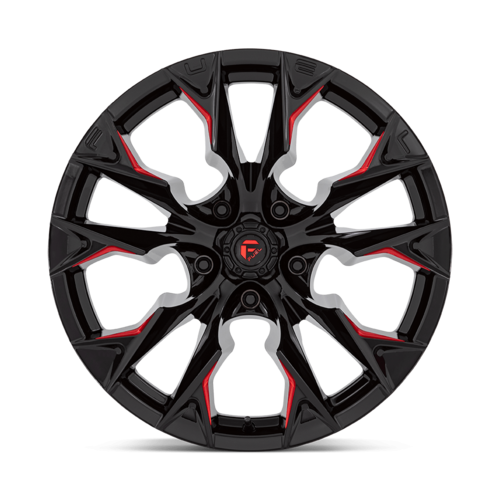 Fuel 1PC D823 Flame 20x10 Inch Gloss Black Milled with Candy Red Wheel