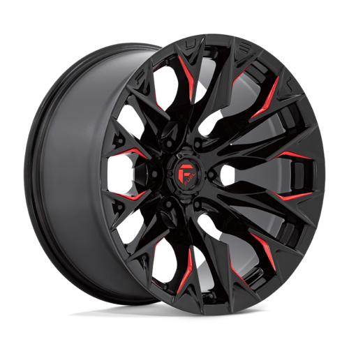 Fuel 1PC D823 Flame 20x10 Gloss Black Milled with Candy Red Wheel