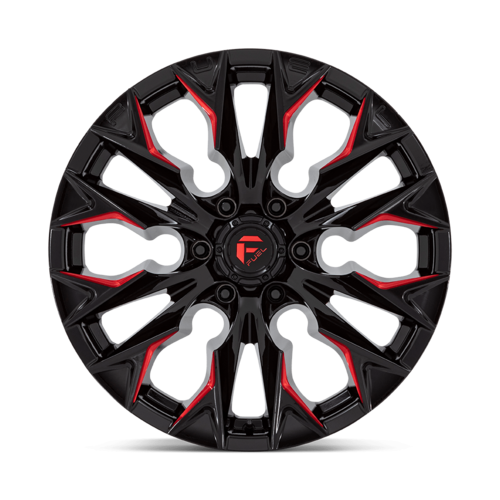 Fuel 1PC D823 Flame 20x9 Gloss Black Milled with Candy Red Wheels for 6x139.7 Bolt Pattern