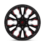 Fuel 1PC D823 FLAME 22x12 Inch Gloss Black Milled with Candy Red Wheel with 6x139.7 Bolt Pattern and -44 Offset