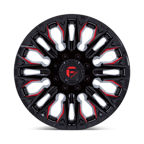 Fuel 1PC D823 Flame 20x9 Gloss Black Milled with Candy Red Wheel for 8x170 Bolt Pattern