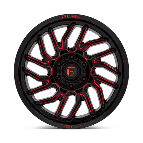 Fuel 1PC D808 Hurricane 20x9 Gloss Black Milled with Red Tint Wheel