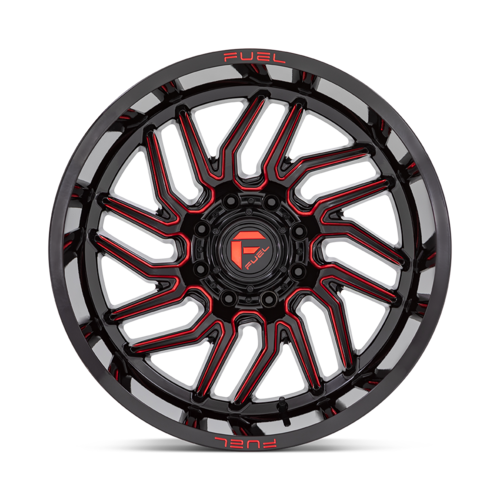 Fuel 1PC D808 Hurricane 20x10 Wheel with Gloss Black Milled Finish and Red Tint