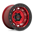 KMC KM236 TANK Beadlock 17x9 Inch Wheel with Candy Red Finish and -15 Offset