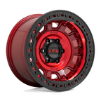 KMC KM236 TANK Beadlock 17x9 Inch Wheel with Candy Red Finish and -15 Offset