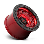KMC KM236 TANK Beadlock Wheel – 17x9 inches, 6x139.7 Bolt Pattern, Candy Red Finish, -38 Offset