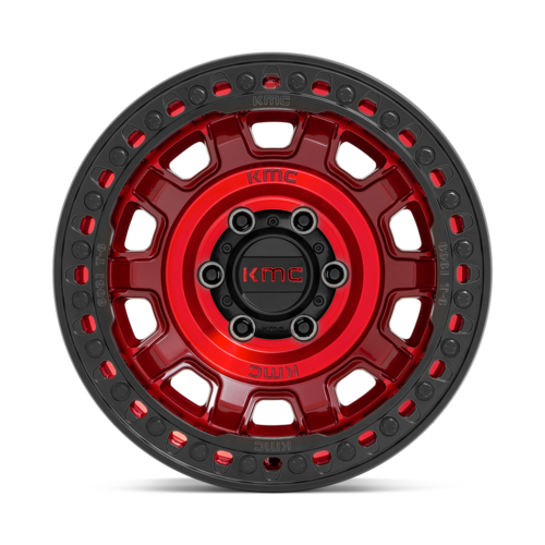 KMC KM236 TANK Beadlock 17x9 Inch Wheel with Candy Red Finish and -15 Offset