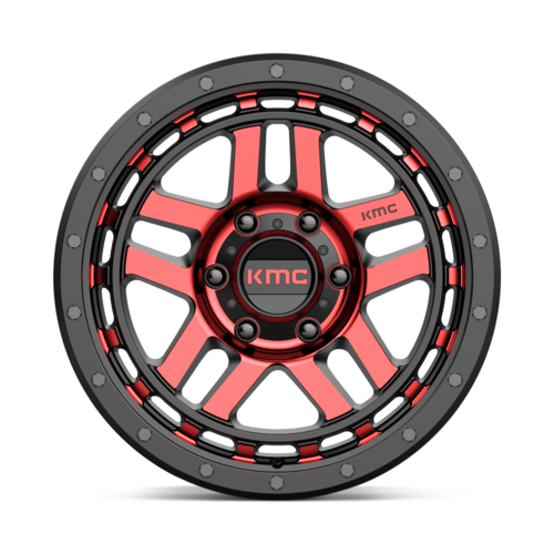 KMC KM540 Recon 17x9 Inch Gloss Black Machined with Red Tint Off-Road Wheel with -12mm Offset and 6x139.7 Bolt Pattern