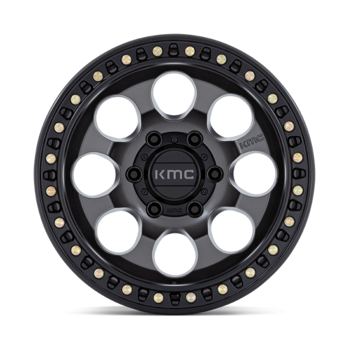 KMC KM550 RIOT SBL 17x9 Inch Anthracite Satin Black Lip Wheel with 5x127 Bolt Pattern and -12 Offset