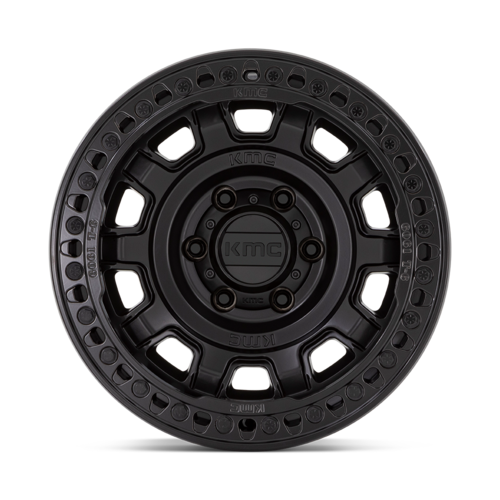 KMC Tank Beadlock Wheel - 17x9 Satin Black with -15 Offset and 6x139.7 Bolt Pattern