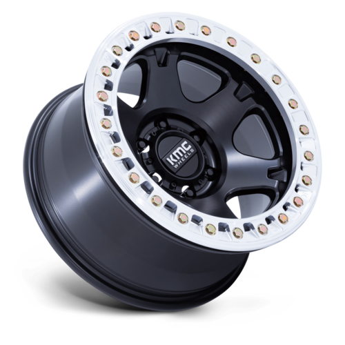 KMC KM238 VI Beadlock 17x9 Satin Black with Machined Ring Wheel - 8x165.1 Bolt Pattern, -38 Offset