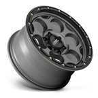 KMC KM541 Dirty Harry 17x9 Satin Gray with Black Lip Offset -12mm