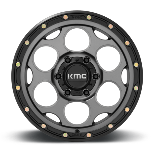 KMC KM541 Dirty Harry 17x8.5 Satin Gray with Black Lip Wheel with 6x139.7 Bolt Pattern and 0mm Offset