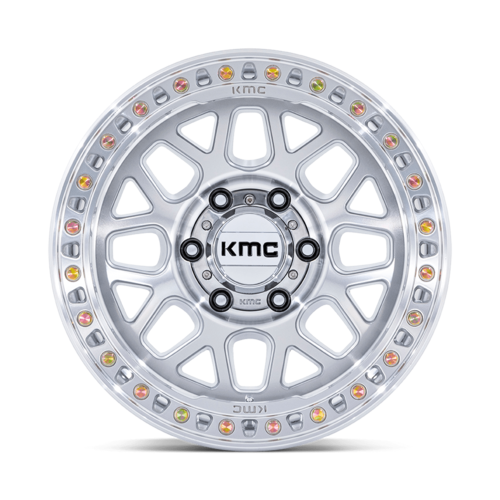 KMC GRS 17x9 Inch Alloy Wheel with 5x150 Bolt Pattern and Machined Silver Finish