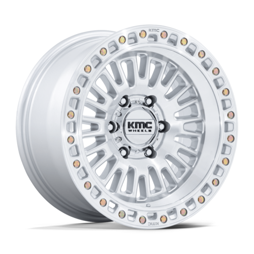 KMC KM554 AZTEC 17x8.5 Inch Gloss Silver Machined Face Wheel with 6x120 Bolt Pattern and 66.9 Center Bore