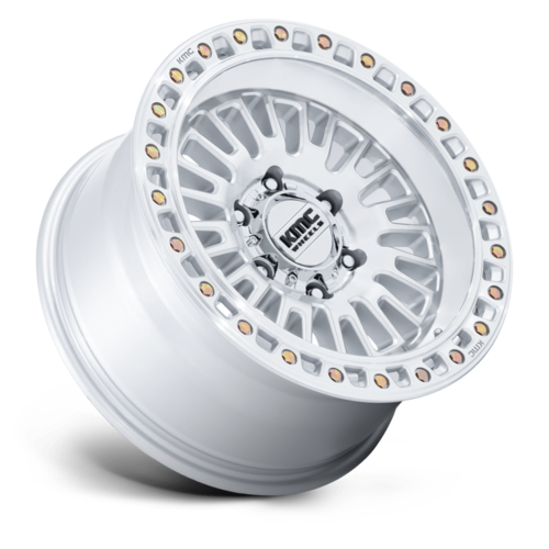 KMC KM554 AZTEC 17x8.5 Inch Alloy Wheel with Gloss Silver Machined Finish and 6x114.3 Bolt Pattern