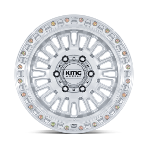 KMC KM554 AZTEC 17x8.5-inch Gloss Silver Machined Face Wheel with 6x139.7 Bolt Pattern and 106.10 Center Bore