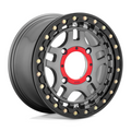 KMC Powersports KS240 Recon UTV Beadlock Wheel 15x7 - 4x137 Bolt Pattern, Gunmetal with Gloss Black Ring, +38 Offset
