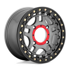 KMC Powersports KS240 Recon UTV Beadlock Wheel 15x7 - 4x137 Bolt Pattern, Gunmetal with Gloss Black Ring, +38 Offset
